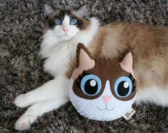 Custom Cat Plushie! Felt Plush Toy based on the face of your cat!