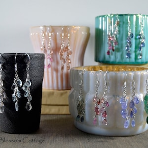 Gemstone Cluster Earrings  - Faceted Briolettes - Sterling Silver Earrings- One-of-a-kind Jewelry - Made to Order