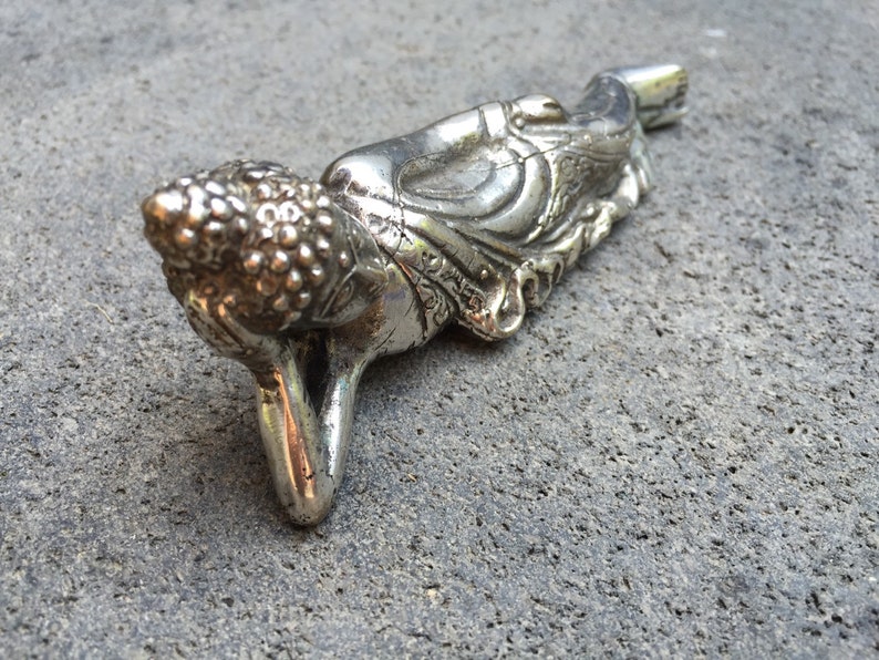 Bronze Buddha Statue Reclining Buddha Laying Buddha Silver Statue Nirvana Buddha Buddha Sculpture Buddha Gift Yoga Statue image 2