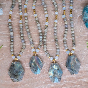 Mala Necklace Labradorite, 108 Mala Beads, Aquamarine Mala Bead, Meditation Beads, Mala Beads Necklace, Gemstone Mala, Boho, Yoga Jewellery