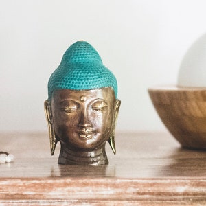 Piccola statua di Buddha, statua della testa di Buddha, Buddha in ottone antico, ornamento di Buddha, scultura in ottone vintage, statua di Buddah, mini regalo spirituale