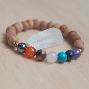 Sandalwood Bracelet, Mala Beads, Chakra Bracelet, Beaded Bracelet, Sandalwood Mala Wrist, 7 Chakras, Sandalwood Beads, Buddhist Bracelet image 1