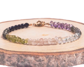 Dainty Chakra Bracelet, 7 Chakras Gemstone Bracelet, Crystal Bracelet, Healing Bracelet, 7 Chakras Stones, Gold Fill Beaded Bracelet