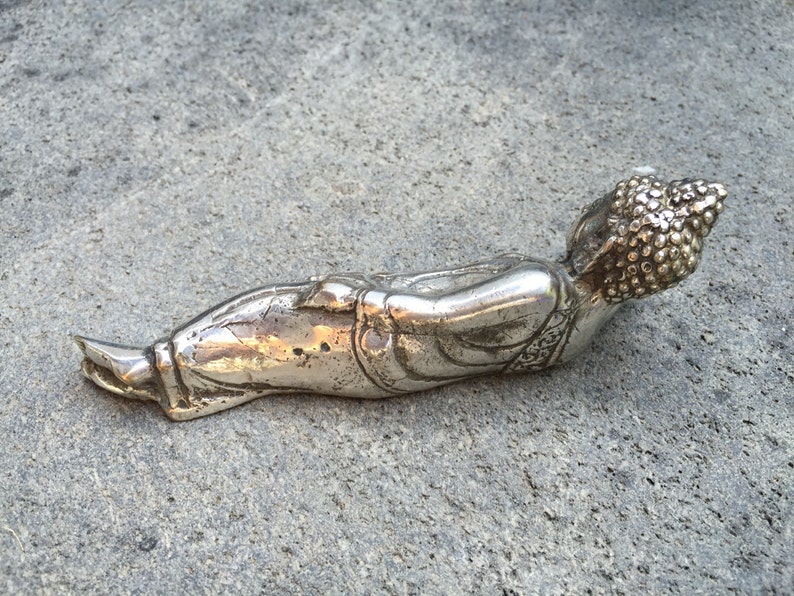 Bronze Buddha Statue Reclining Buddha Laying Buddha Silver Statue Nirvana Buddha Buddha Sculpture Buddha Gift Yoga Statue image 3