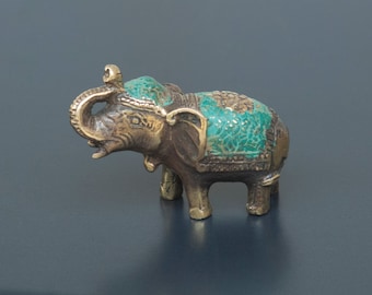 Mini Lucky Elephant Statue, Vintage Brass Elephant, Feng Shui Sculpture, Good Luck Statue, Elephant Figurine, Elephant Decor, Ganesh Statue