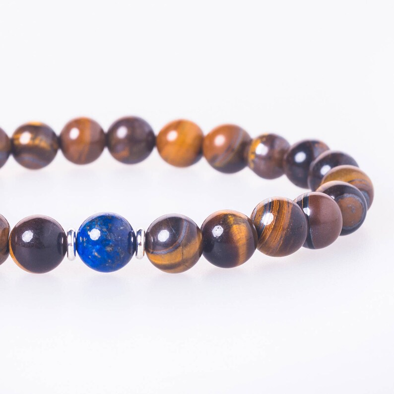 Tiger Eye Bracelet Lapis Lazuli Wrist Mala Mens Beaded | Etsy