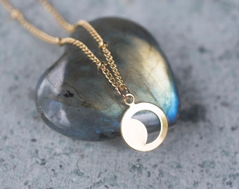 Gold Moon Necklace, 14k Gold Fill Moon, Crescent Moon Necklace, Dainty Moon, Moon Phase Necklace, Moon Choker, Moon Layering Necklace