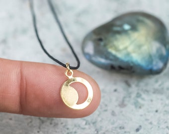 Crescent Moon Necklace, Moon Choker, Moon Necklace Gold, Tiny Gold Moon, Gold Disc Necklace, Dainty Moon Necklace, Moon Phase Necklace