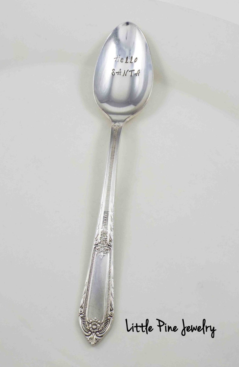 Engraved Spoon Santa Spoon Hot Chocolate Spoon Christmas Spoon Gift Under 20 Hot Cocoa Spoon Hello Santa Stamped Spoon Gift Idea