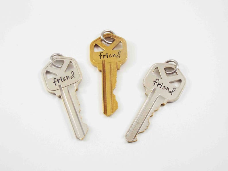 Key Necklace Vintage Key Necklace Fearless Necklace Stamped Etsy