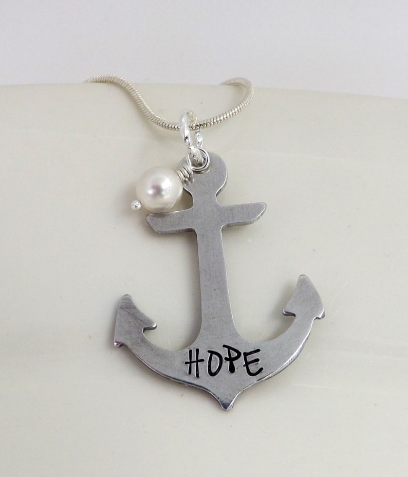 Anchor Necklace Hope Necklace Nautical Jewelry Sailing Etsy