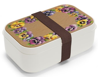 Bento Lunch Box, Flower Box, Pansy Flowers, Work Lunch Box, Work Bento Box, Lunch On the Go, Adult Bento Box, Cute Container, Flower Design