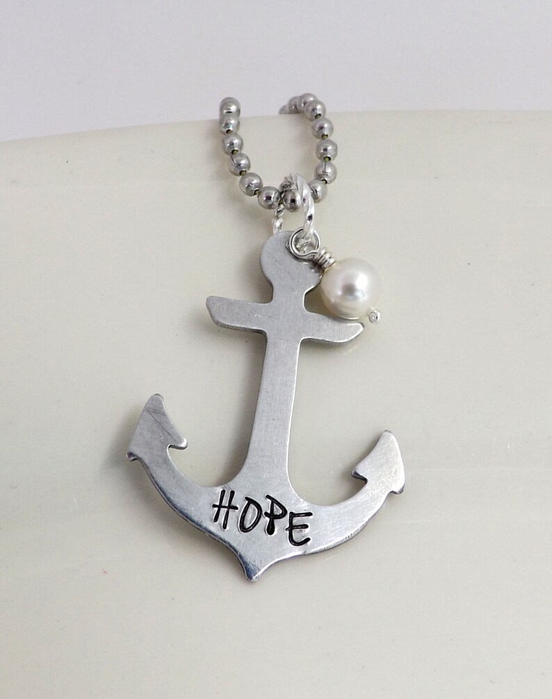 Anchor Necklace Hope Necklace Nautical Jewelry Sailing Etsy