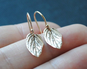 Leaf Earrings, Gold Leaf Earings, Bronze Leaf Earrings, Leaf Jewelry