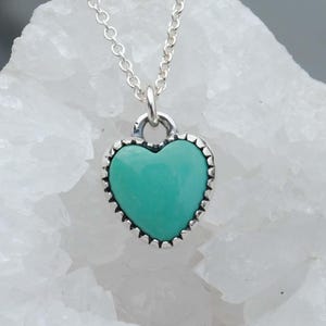 Sterling Silver Turquoise Heart Necklace, Pendant Turquoise Heart Jewelry