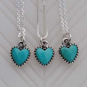 Sterling Silver Turquoise Heart Necklace, Petite Dainty Small Turquoise Heart Necklace, Turquoise Heart Pendant, Turquoise Heart Jewelry