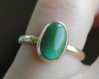 14K Gold Royston Turquoise Ring, Solid Gold 14K Royston Turquoise Jewelry, SIZE 5.5 (can be sized up to a 5.75 or 6)