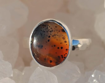 Montana Agate Ring, Sterling Silver Agate Ring, Montana Agate Jewelry, Size 5.25