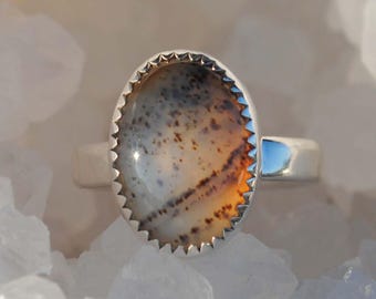 新品モンタナアゲート　シルバーリング モンタナアゲートリング、スターリングシルバーアゲートリング