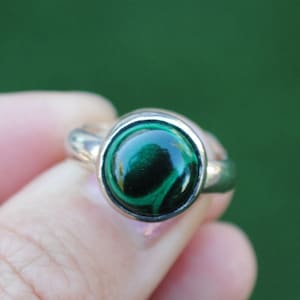 SIZE 5.5, Sterling Silver Malachite Ring - Malachite Jewelry - Silver Malachite Ring