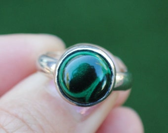 SIZE 5.5, Sterling Silver Malachite Ring - Malachite Jewelry - Silver Malachite Ring