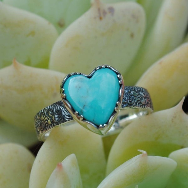 Turquoise Heart Ring Etsy