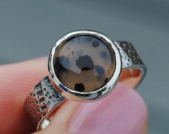 Montana Agate Ring, Sterling Silver Agate Ring, Montana Agate Jewelry, SIZE 8.25-8.5 (can be sized to a 8.75, 9)