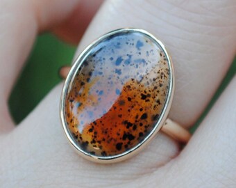 Size 6, Solid 14K Gold Montana Agate Ring, 14K Montana Agate Jewelry