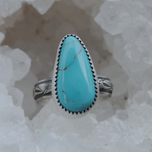 SIZE 6.5, Royston Turquoise Ring, Sterling Silver Turquoise Jewelry