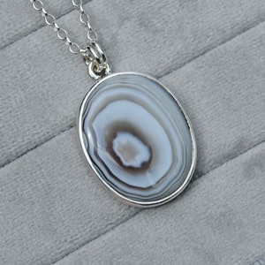 Oval Botswana Agate Necklace - Sterling Silver Botswana Agate Jewelry