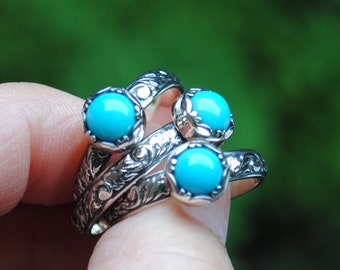 Sterling Silver Sleeping Beauty Turquoise Ring, Sleeping Beauty Jewelry, Turquoise Stacking Ring