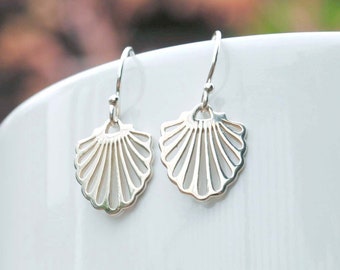 Sterling Silver Shell Earrings, Shell Earrings Silver, Shell Jewelry