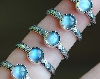 Labradorite Ring, Sterling Silver Labradorite Stacking Ring, Labradorite Jewelry (Made To Order)
