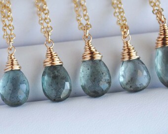 14K Gold Filled Moss Aquamarine Necklace, Aquamarine Necklace, March Birthstone Necklace, Moss Aquamarine Jewelry