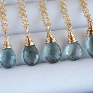 14K Gold Filled Moss Aquamarine Necklace, Aquamarine Necklace, March Birthstone Necklace, Moss Aquamarine Jewelry