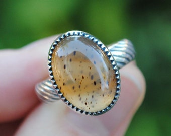 Size 6, Montana Agate Ring, Sterling Silver Agate Ring, Montana Agate Jewelry