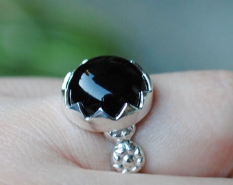 SIZE 5, Sterling Silver Black Onyx Ring, Black Onyx Jewelry