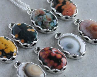 Sterling Silver Ocean Jasper Necklace, Ocean Jasper Pendant Jewelry, Ocean Jasper Pendant