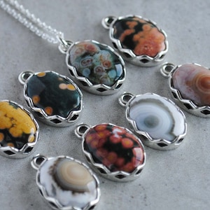Sterling Silver Ocean Jasper Necklace, Ocean Jasper Pendant Jewelry, Ocean Jasper Pendant