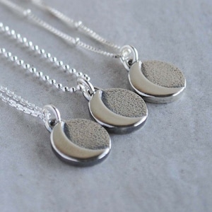 Crescent Moon Necklace, Crescent Moon Jewelry, Silver Celestial Necklace