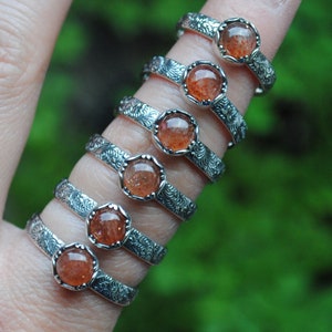 Sterling Silver Sunstone Ring, Sunstone Jewelry, Sunstone Stacking Ring