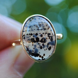 Size 6.75, Solid 14K Gold Montana Agate Ring, 14K Montana Agate Jewelry