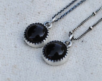Sterling Silver Black Onyx Necklace, Black Onyx Pendant Jewelry, Black Onyx Pendant