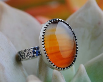 Montana Agate Ring (size 4.5), Sterling Silver Agate Ring, Montana Agate Jewelry