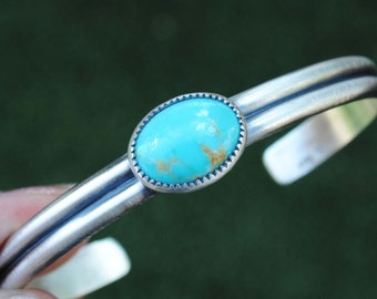 Kingman Turquoise Sterling Silver Cuff Bracelet, Kingman Turquoise Jewelry