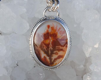 Dendritic Agate Necklace, Sterling Silver Dendritic Agate Jewelry