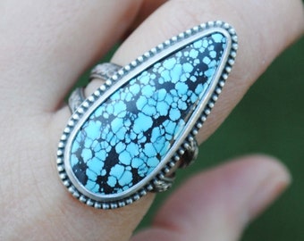 Hubei Turquoise Ring, Sterling Zilver Hubei Turquoise Sieraden Statement Ring