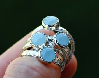 Aquamarine Ring, Sterling Silver Aquamarine Stacking Ring, Aquamarine Jewelry