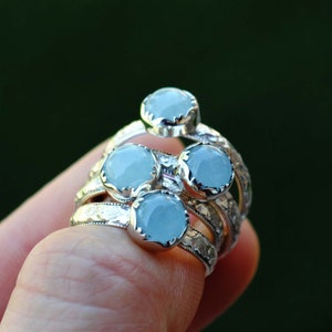 Aquamarine Ring, Sterling Silver Aquamarine Stacking Ring, Aquamarine Jewelry