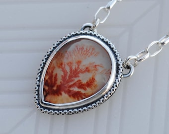 Dendritic Agate Necklace, Sterling Silver Dendritic Agate Jewelry